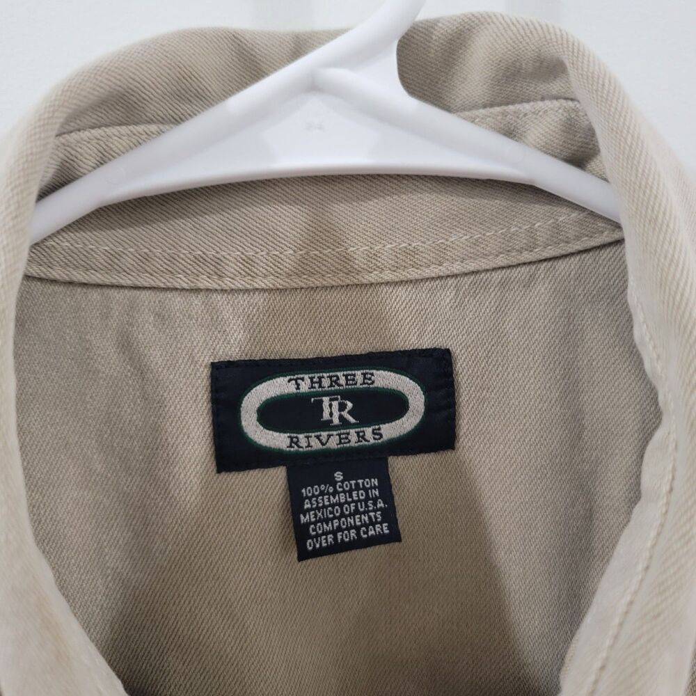 Vintage Mens Button Up Shirt Size Small Cotton Beige Dog Prints Labrador Outdoor - Picture 5 of 7